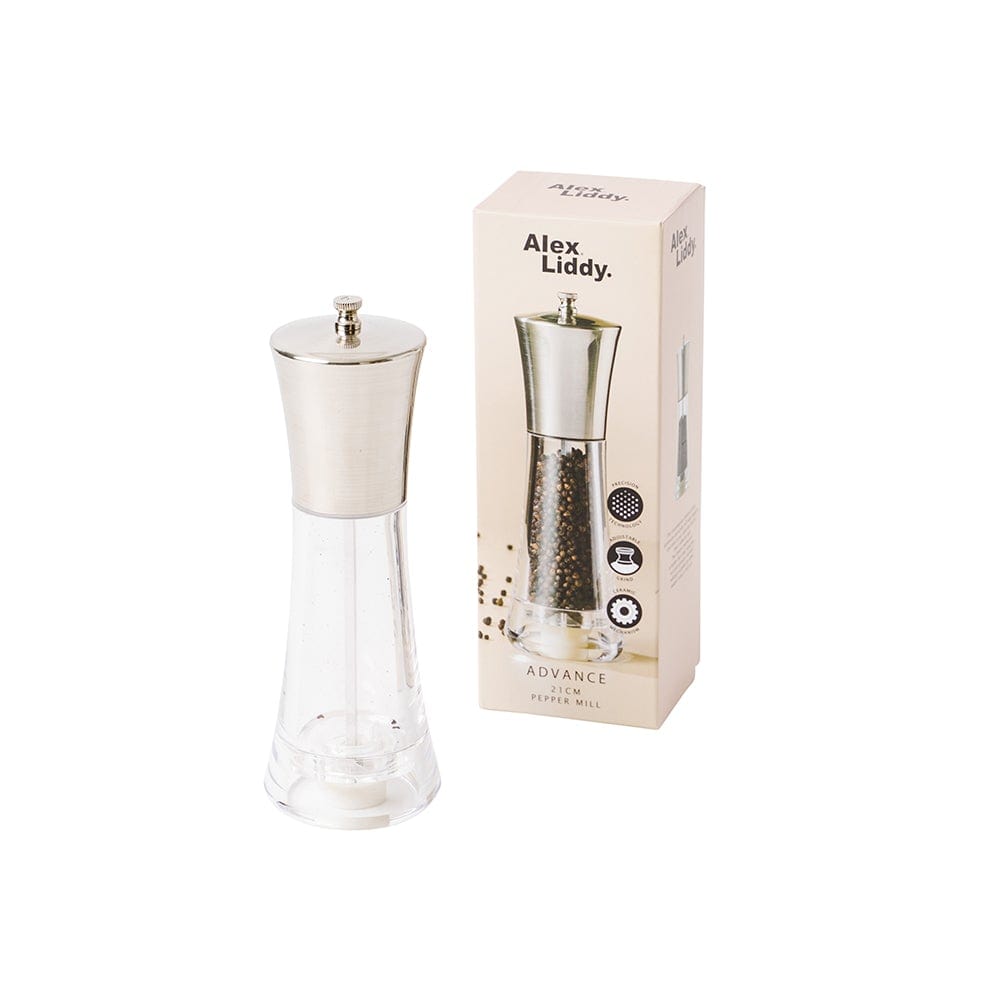 Alex Liddy Advance 21cm Stainless & Glass Pepper Mill at Robins Kitchen