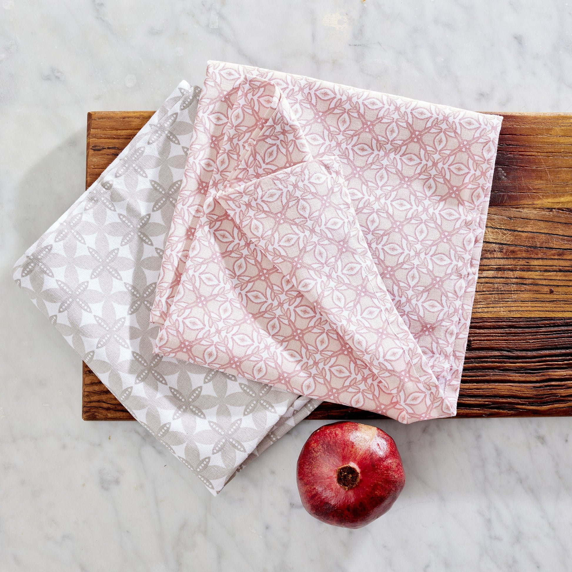 Alex Liddy Geometric 3 Pack of Tea Towels Dove & Pink at Robins Kitchen