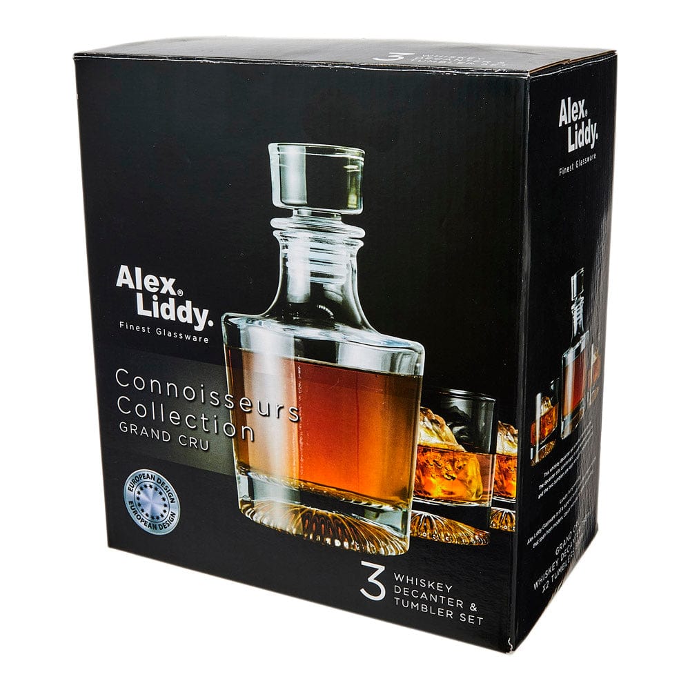 Alex Liddy Grand & Cru 3 Piece Whisky Decanter High Quality Barware Display Box at Robins Kitchen