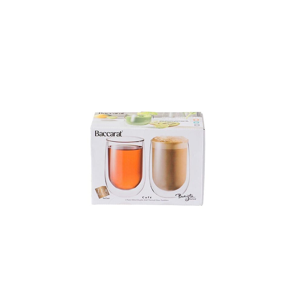 Baccarat Barista Café Set of 2 Double Wall Thermal Glass Tumblers 450ml