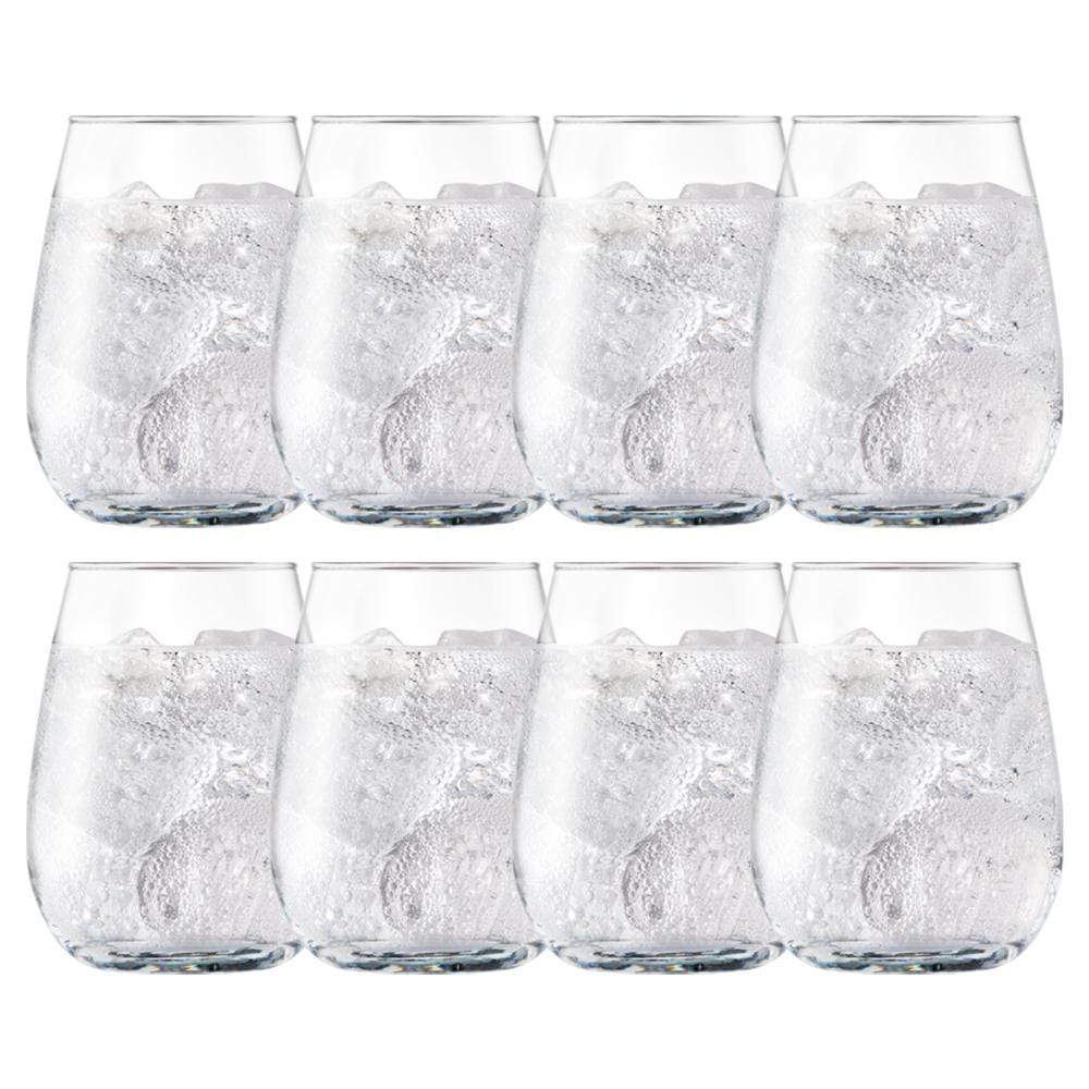 Cellar 8 Piece Flat Bottom Stemless Wine Glass Set 450ml