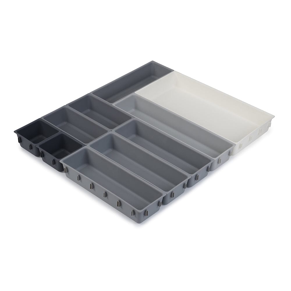 Joseph Joseph Blox 10 Piece Drawer Organiser Set Grey/White with Assorted Tools at Robins Kitchen