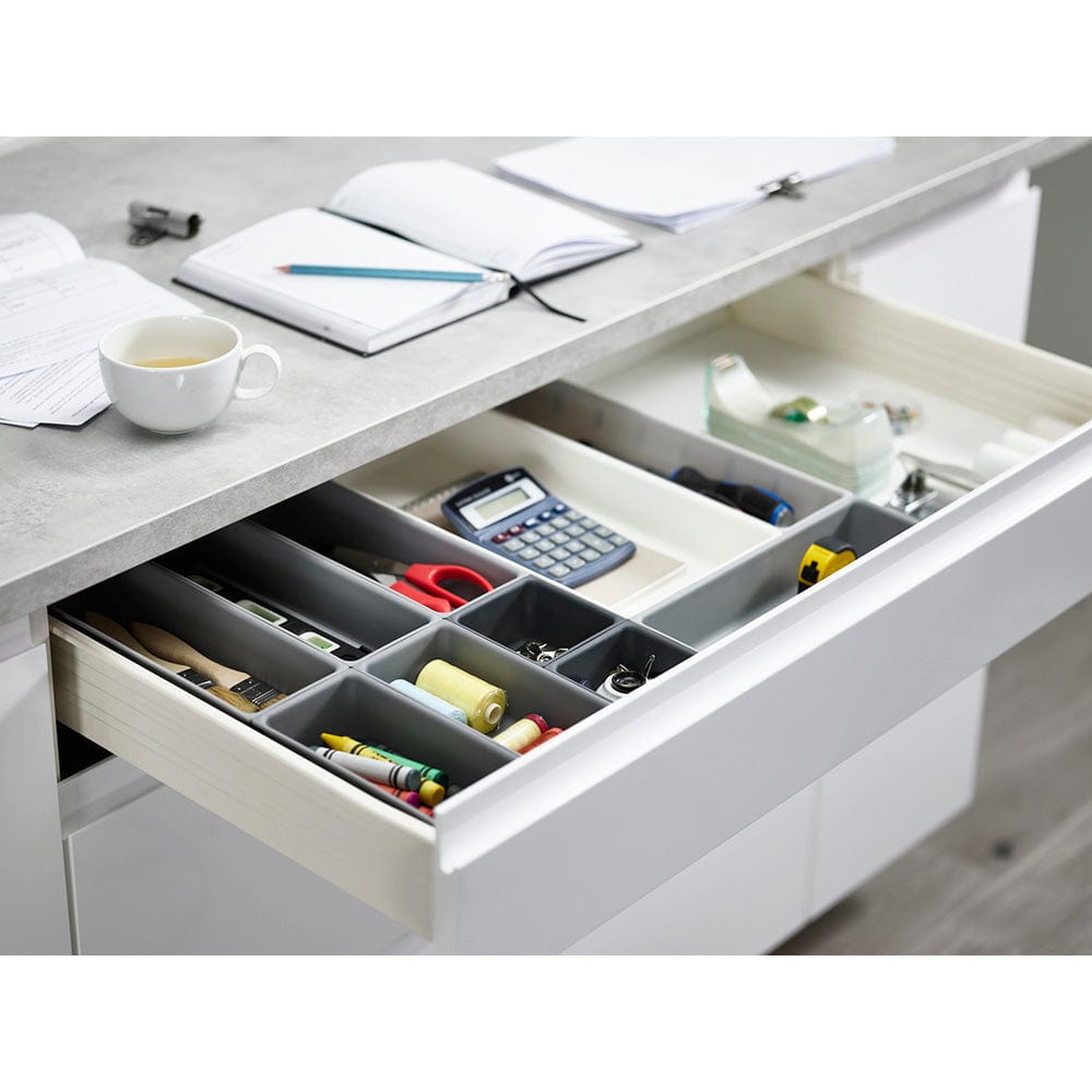 Joseph Joseph Blox 10 Piece Drawer Organiser Set Grey/White with Assorted Tools at Robins Kitchen