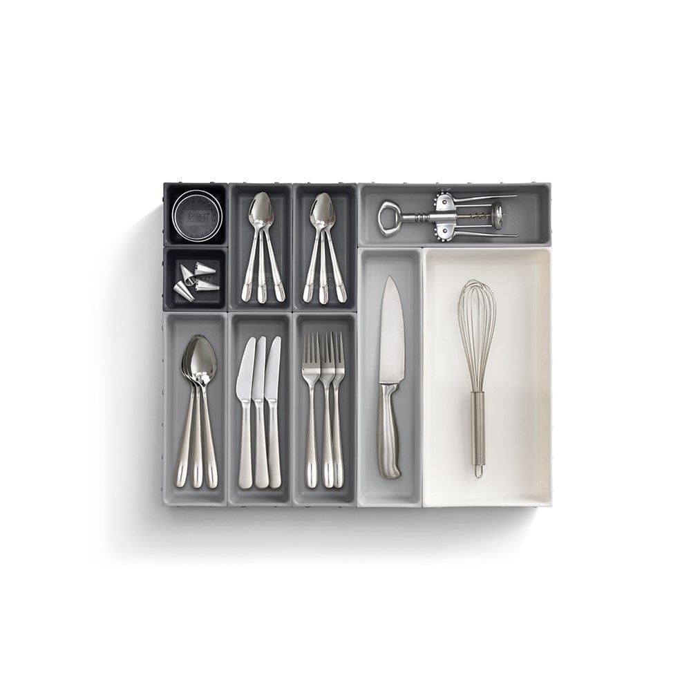 Joseph Joseph Blox 10 Piece Drawer Organiser Set Grey/White with Assorted Tools at Robins Kitchen