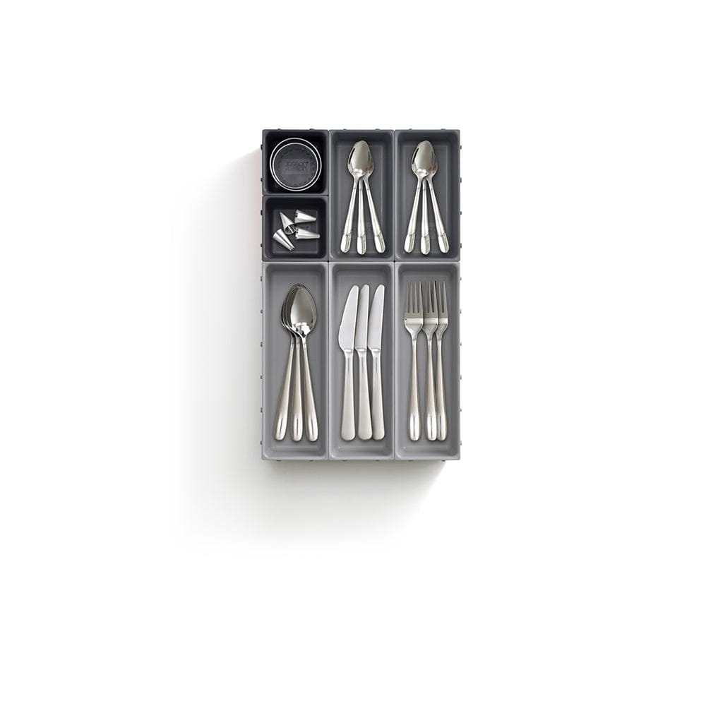 Joseph Joseph Blox 7 Piece Drawer Organiser Set Grey/White with Assorted Things at Robins Kitchen