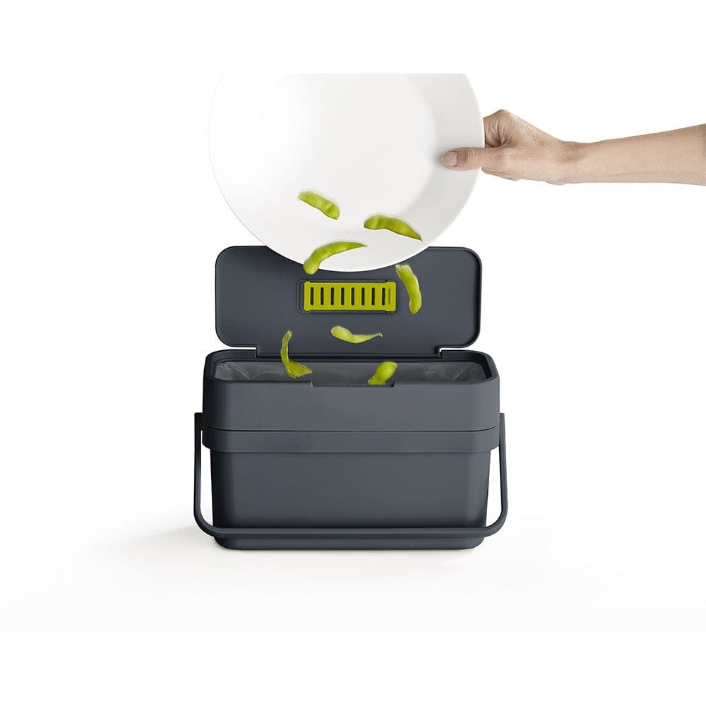 Joseph Joseph Compo 4 Food Waste Caddy Graphite Kitchen Bin with Hands at Robins Kitchen