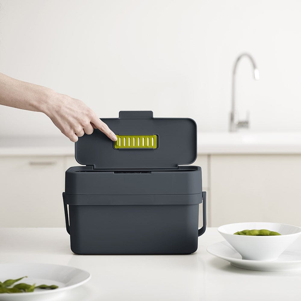 Joseph Joseph Compo 4 Food Waste Caddy Graphite Kitchen Bin with Hands at Robins Kitchen
