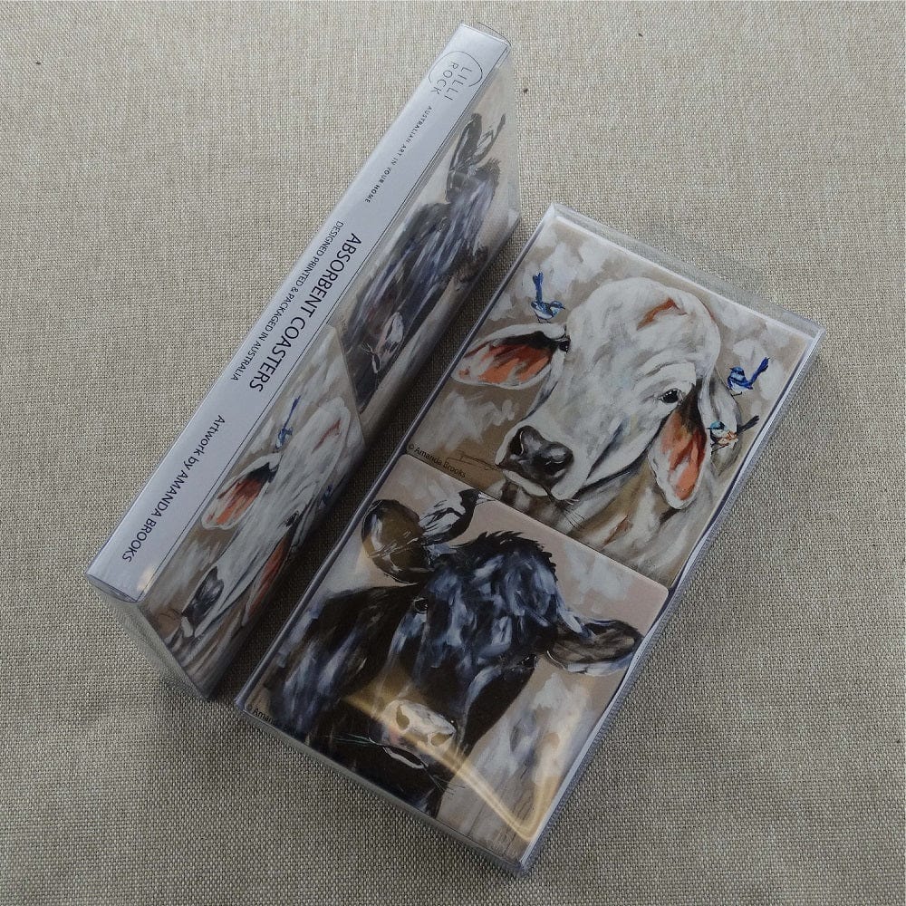 Lilli Rock Country Cows Set of 4 Coasters