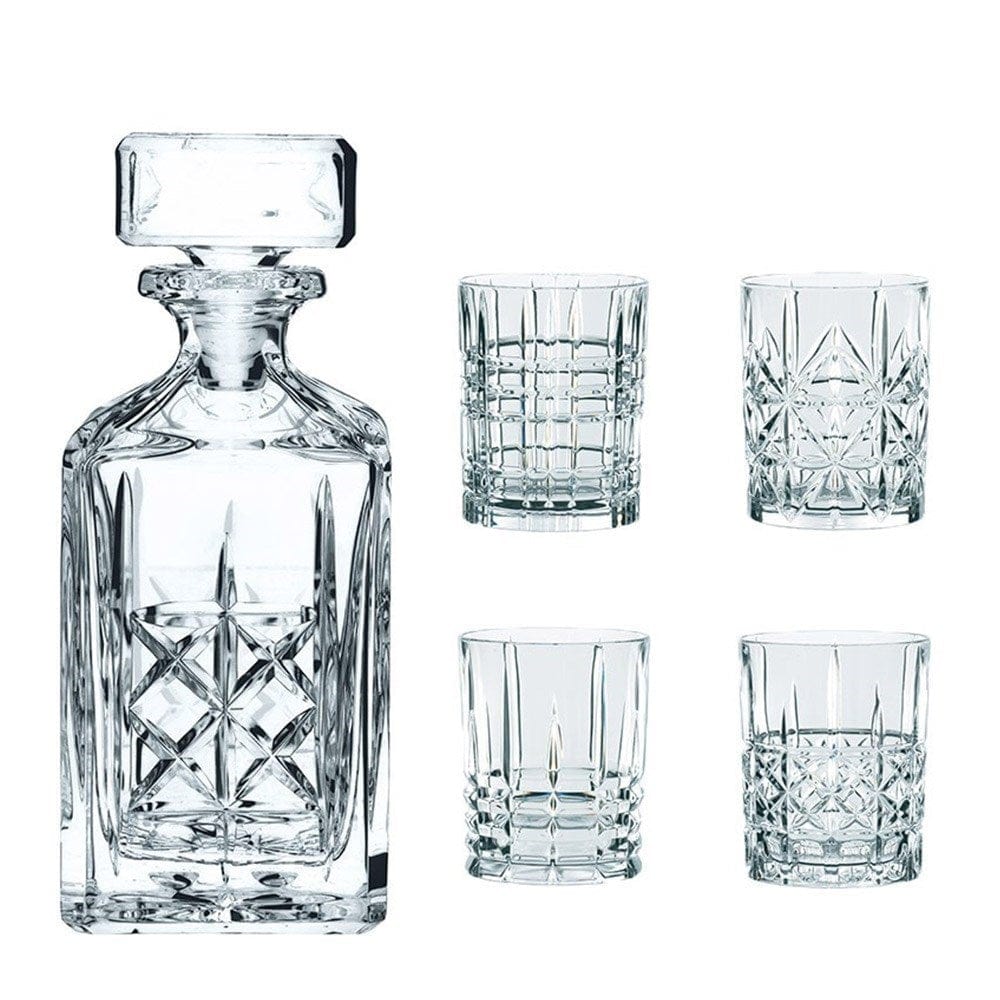 Nachtmann 5-Piece Crystal Highland Whisky Decanter & Tumbler Set