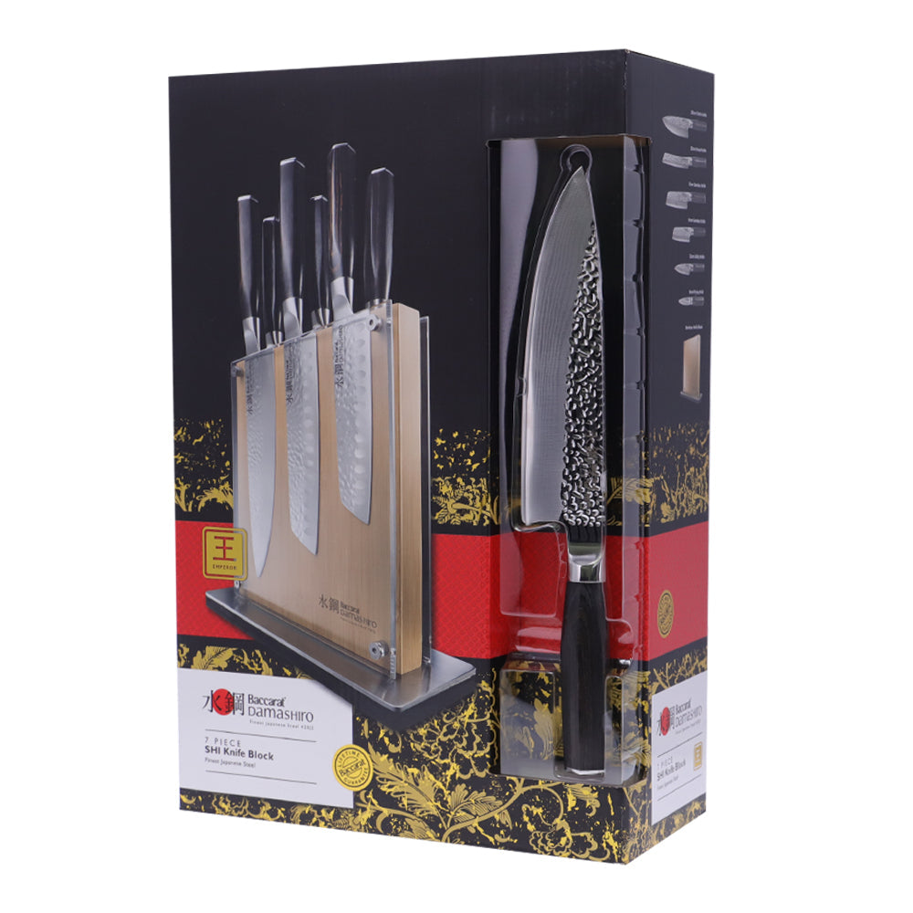 Baccarat Damashiro EMPEROR Shi Knife Block 7 Piece