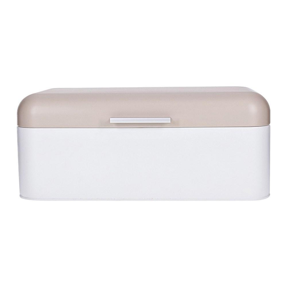 Scullery Stainless Steel Bread Bin White & Taupe