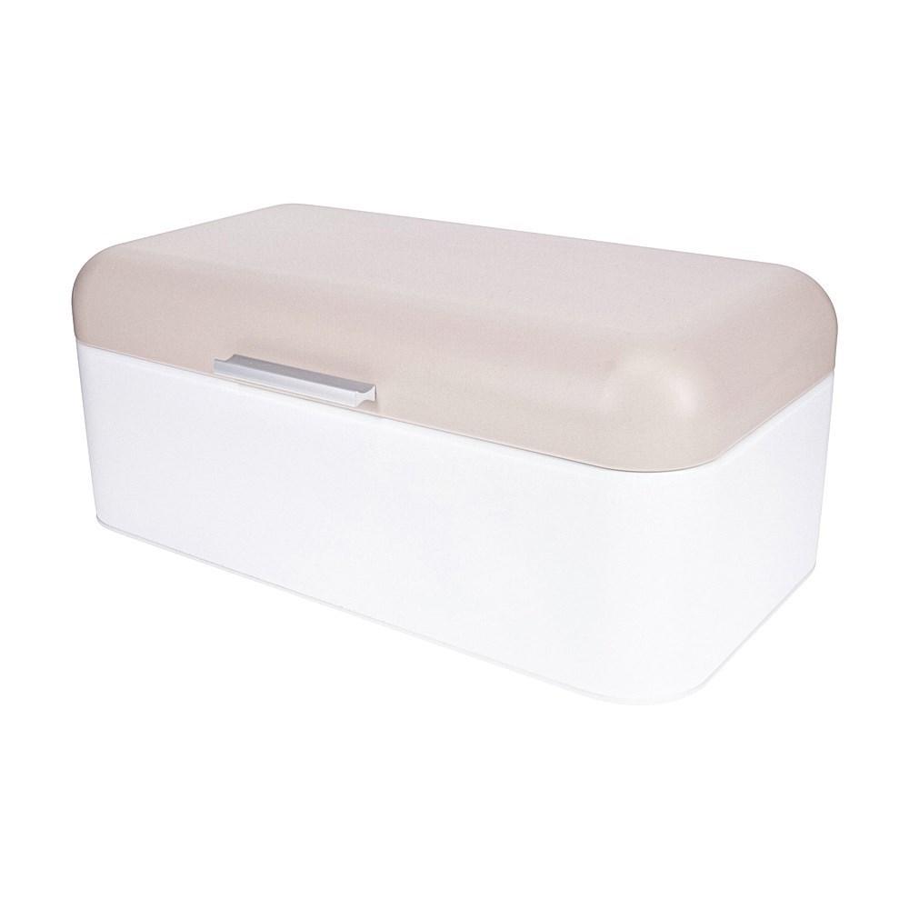 Scullery Stainless Steel Bread Bin White & Taupe