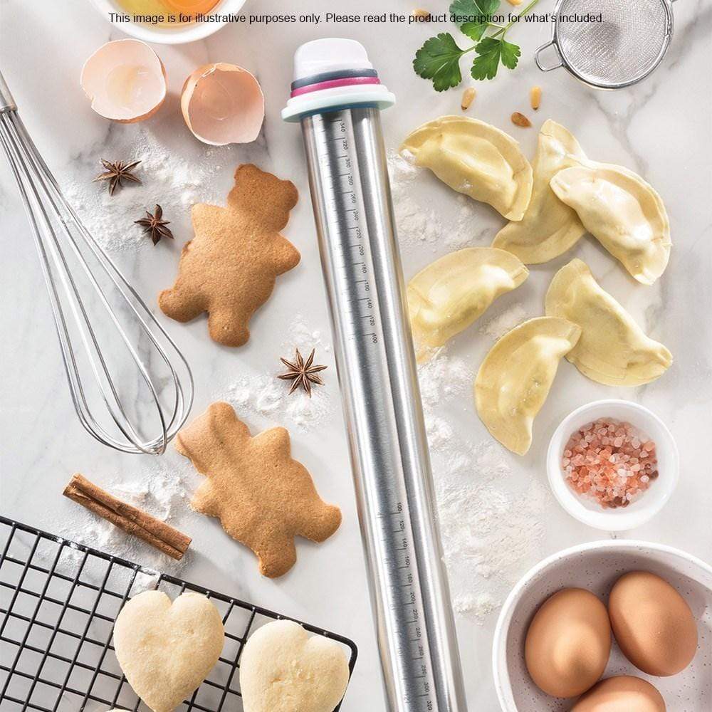 Soffritto Professional Bake Stainless Steel Rolling Pin with Adjusters 35cm